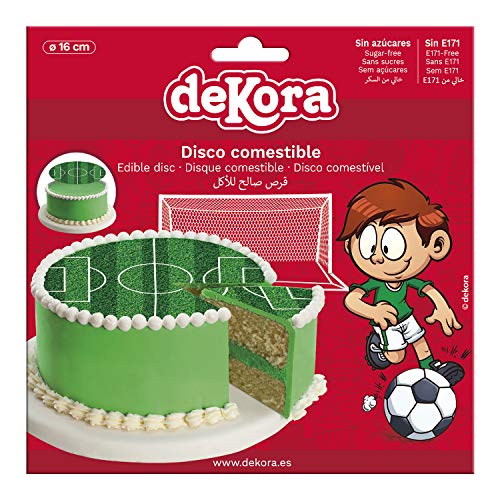 Dekora - Disco comestible para decorar Tartas con forma de campo de fútbol, Ø 16cm