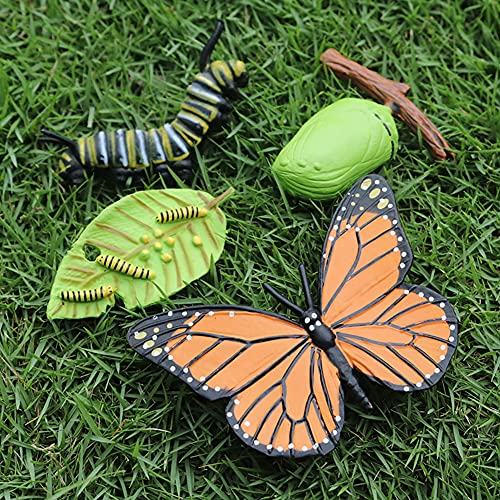 DELITLS 4 piezas de mariposa con forma de gusano de la vida para niños, figura de insecto, para decorar estanterías, escritorio, patio, jardín, patio al aire libre (como se muestra)