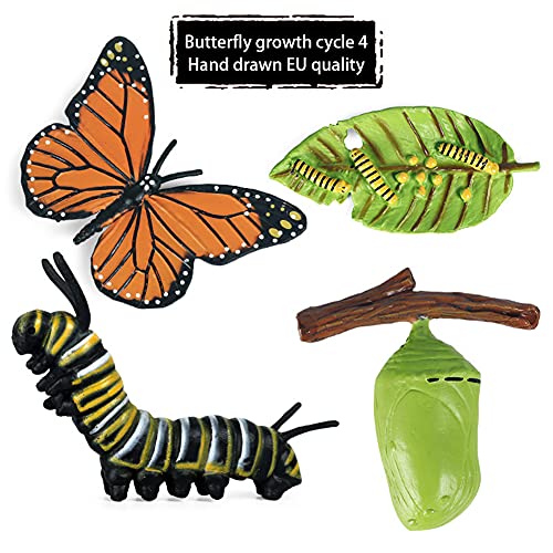 DELITLS 4 piezas de mariposa con forma de gusano de la vida para niños, figura de insecto, para decorar estanterías, escritorio, patio, jardín, patio al aire libre (como se muestra)