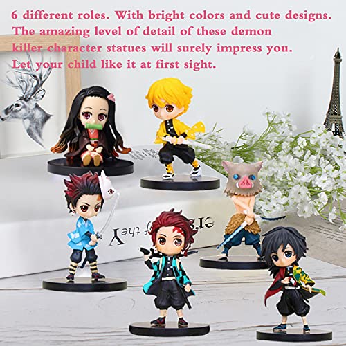 Demon Slayer Juego de Figuras, 6pcs Demon Slayer Cake Topper, Devil'S Juguetes Muñeca Decoración Collect, Demon Slayer Theme Suministros de fiesta, Decoración para Tartas