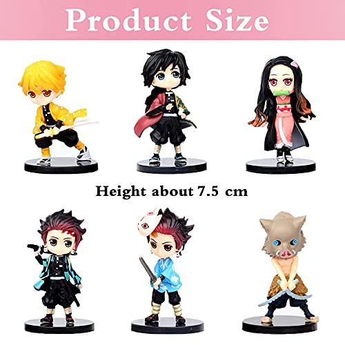 Demon Slayer Juego de Figuras, 6pcs Demon Slayer Cake Topper, Devil'S Juguetes Muñeca Decoración Collect, Demon Slayer Theme Suministros de fiesta, Decoración para Tartas