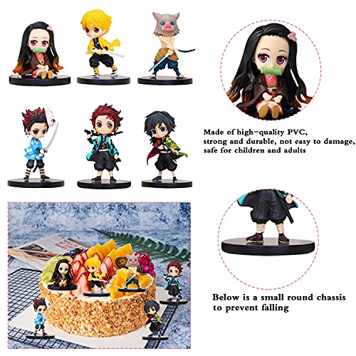 Demon Slayer Juego de Figuras, 6pcs Demon Slayer Cake Topper, Devil'S Juguetes Muñeca Decoración Collect, Demon Slayer Theme Suministros de fiesta, Decoración para Tartas