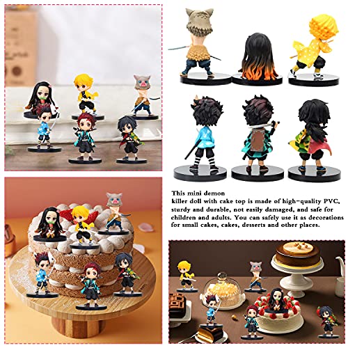 Demon Slayer Juego de Figuras, 6pcs Demon Slayer Cake Topper, Devil'S Juguetes Muñeca Decoración Collect, Demon Slayer Theme Suministros de fiesta, Decoración para Tartas