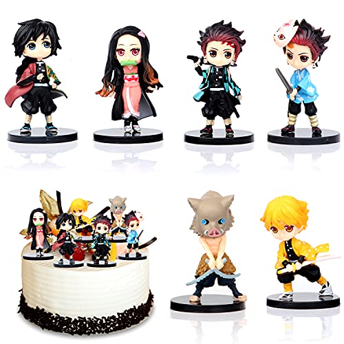 Demon Slayer Juego de Figuras, 6pcs Demon Slayer Cake Topper, Devil'S Juguetes Muñeca Decoración Collect, Demon Slayer Theme Suministros de fiesta, Decoración para Tartas