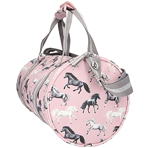 Depesche Depesche-DP-0011442 Deporte 11442 Miss Melody Lovely Horses, Bolsa de Gimnasio Rosa con diseño de Caballos, Aprox. 42 x 21,5 x 21,5 cm, con Asas Cortas y Correa de Hombro Ajustable, Color