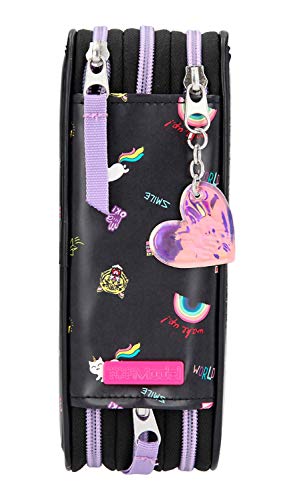 Depesche-DP-0011211 Estuche TOPModel Girlz Club, Aprox. 7,5 x 13 x 20 cm, con 3 Cremalleras, Relleno con lápices Lyra, Regla, Tijeras, Pegamento y Compartimento Extra, Color (11211)