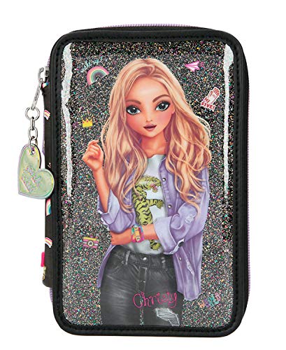 Depesche-DP-0011211 Estuche TOPModel Girlz Club, Aprox. 7,5 x 13 x 20 cm, con 3 Cremalleras, Relleno con lápices Lyra, Regla, Tijeras, Pegamento y Compartimento Extra, Color (11211)