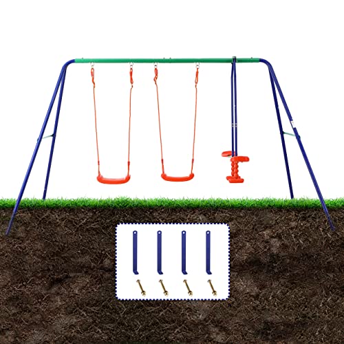 Deuba Columpio para niños jardín Juego Exterior balacín Infantil Doble 345x182x165cm para 4 niños