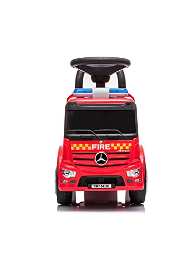 Devessport - Correpasillos Mercedes Actros - Camión de Bomberos - 63,5 x 29 x 27 cm - Ideal para niños de 1 a 3 años (Máximo 25 Kg)