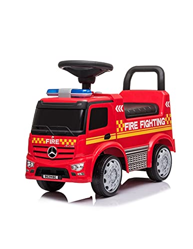 Devessport - Correpasillos Mercedes Actros - Camión de Bomberos - 63,5 x 29 x 27 cm - Ideal para niños de 1 a 3 años (Máximo 25 Kg)