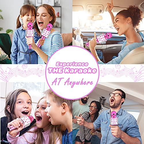 DEVRNEZ Microfono Karaoke,Regalo Niña 4-14 Años Micrófono Juguetes Niña 4-14 Años Microfono Niña Niñas Microfono Inalambrico Regalos para Niñas de 4-14 Años Microfono Bluetooth