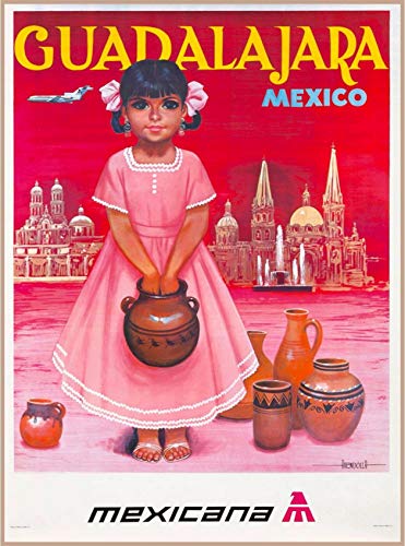 DHArt 1000 Piece Wood Jigsaw Puzzle Guadalajara Mexico Little Girl Mexicana Mexican Travel Advertisement Art Adult Children Kid Grownup Lovers Wooden Puzzles Gift Toy