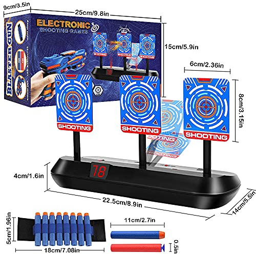 Diana Digital Electrónico para Nerf Pistola, Objetivos de Tiro con Pistola de Dardos, 40 Espuma Flechas, Rebote Automático & Puntuación & Sonido, Juego de Disparos Chicos, Regalo Niños de 5-12 Años