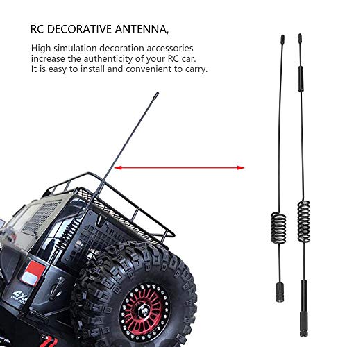 Dilwe Antenas RC, 2 Pcs Accesorio de Decoración de Metal para Traxxas TRX-4 RC Crawler Car (Negro)