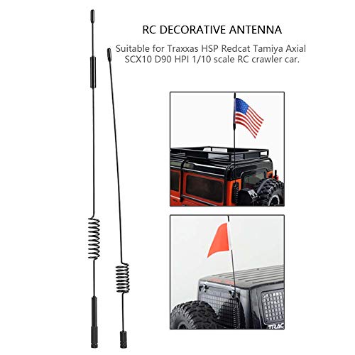 Dilwe Antenas RC, 2 Pcs Accesorio de Decoración de Metal para Traxxas TRX-4 RC Crawler Car (Negro)