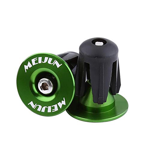 Dingln 2pcs Tapas De Aluminio Colorida De La Bicicleta Manillar Bar Grips End S (Verde)