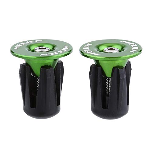 Dingln 2pcs Tapas De Aluminio Colorida De La Bicicleta Manillar Bar Grips End S (Verde)