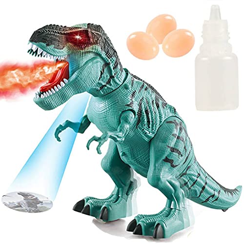 Dinosaurio Electrónico para Caminar, POOPHUNS, rociador de Niebla de Agua, Huevos, Dinosaurio, Juguete, Control de Sonidos Rugientes, Dinosaurio para Niños y Niñas de 3 a 6 Años (Verde)