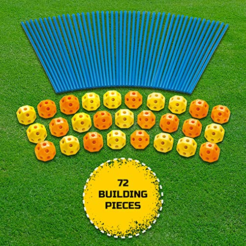 Discovery- Construye tu cabaña, Construction Fort,Tienda campaña Infantil, Casitas para niños, Casa Juguete, Color Azul, Naranja y Amarillo (6000105)