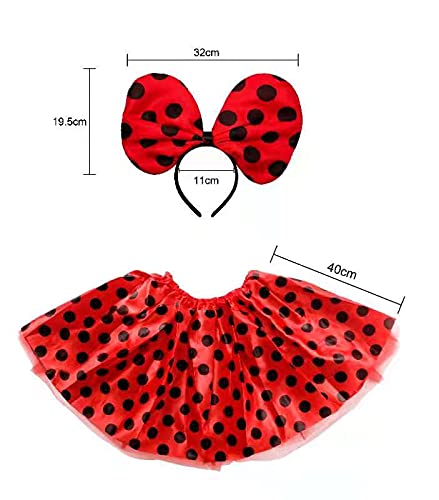 Disfraz de Princesa para Niñas y Mujeres con Accesorios para Fiesta de Cumpleaños Carnaval Halloween Cosplay (Pack Minnie/Rojo)