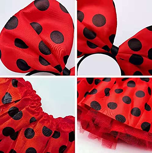 Disfraz de Princesa para Niñas y Mujeres con Accesorios para Fiesta de Cumpleaños Carnaval Halloween Cosplay (Pack Minnie/Rojo)