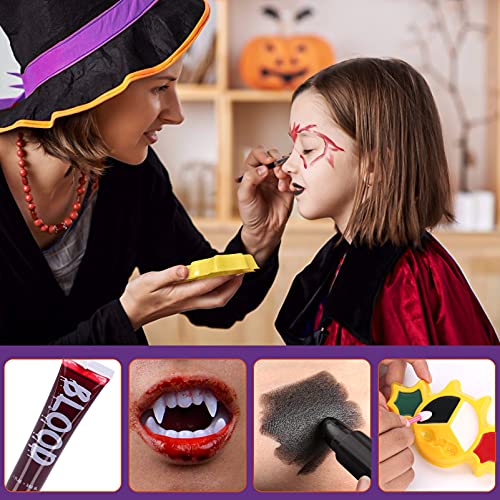 Disfraz halloween niño Pintura Cara , Sangre Artificial, Dientes de vampiro Zombie, Trucos de Bruja, Fantasma para Halloween, cosplay, Fiesta de cumpleaños