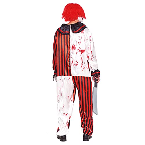 Disfraz Payaso Asesino Adulto [Talla L]【Tallas S a L】【Traje Clown Rayas Rojas Ensangrentado Halloween】 Disfraces Halloween para Hombre