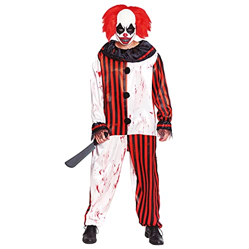 Disfraz Payaso Asesino Adulto [Talla L]【Tallas S a L】【Traje Clown Rayas Rojas Ensangrentado Halloween】 Disfraces Halloween para Hombre