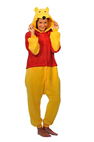 Disfraz unisex de Winnie the Pooh Piglet Tigger Eeyore burro Onesie disfraz con capucha y pijama, disfraz de carnaval Winne the Pooh, S (altura 150 cm-160 cm)