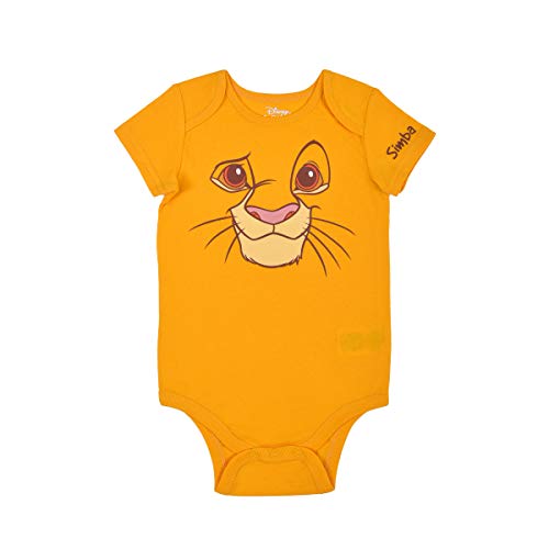 Disney Baby’s Short Sleeve Onesie with Cap, Lion King Simba Costume, Yellow Romper Set, Size 12M