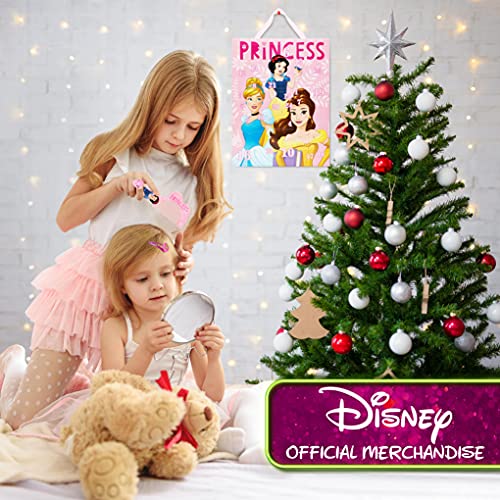 Disney Calendario Adviento 2021, Calendarios de Adviento de Juguete con 24 Accesorios Pelo Niña y Joyas de las Princesas Disney, Regalos de Navidad Para Niñas