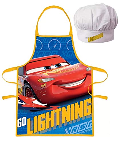 Disney Cars Lightning McQueen - Delantal de cocina con sombrero (3-6 años)