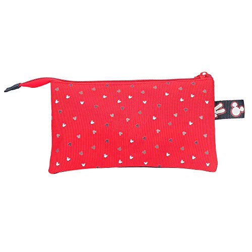 Disney Estuche Happy Mickey Tres Compartimentos Rojo