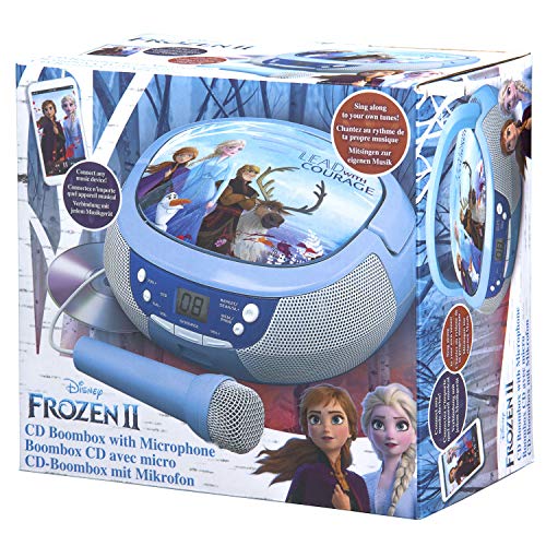 Disney Frozen 2 FR-430V2 - Reproductor de CD portátil con Radio y micrófono para niños