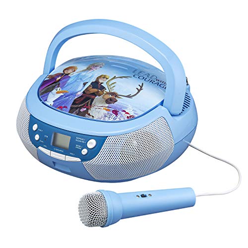 Disney Frozen 2 FR-430V2 - Reproductor de CD portátil con Radio y micrófono para niños