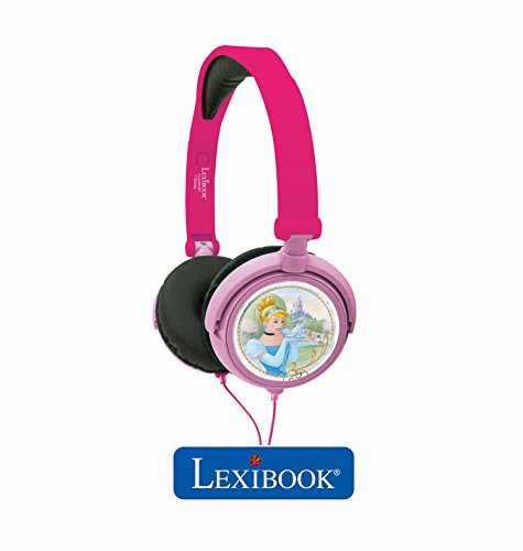 Disney HP010DP Princesas Auriculares estéreo, cascos audio con diadema ajustable y plegable (Lexibook, color rosa, 20.4 x 16.8 x 7.3 cm