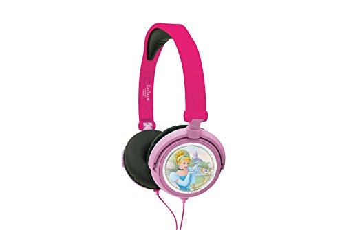 Disney HP010DP Princesas Auriculares estéreo, cascos audio con diadema ajustable y plegable (Lexibook, color rosa, 20.4 x 16.8 x 7.3 cm