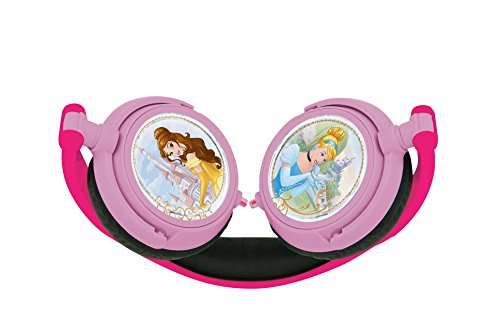 Disney HP010DP Princesas Auriculares estéreo, cascos audio con diadema ajustable y plegable (Lexibook, color rosa, 20.4 x 16.8 x 7.3 cm