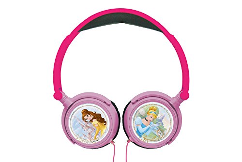 Disney HP010DP Princesas Auriculares estéreo, cascos audio con diadema ajustable y plegable (Lexibook, color rosa, 20.4 x 16.8 x 7.3 cm