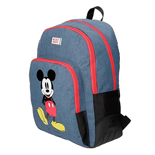 Disney Mickey Blue Mochila Doble Compartimento Adaptable a Carro Azul 33x44x13,5 cms Poliéster 19.6L