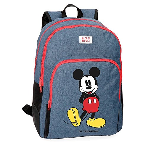 Disney Mickey Blue Mochila Doble Compartimento Adaptable a Carro Azul 33x44x13,5 cms Poliéster 19.6L