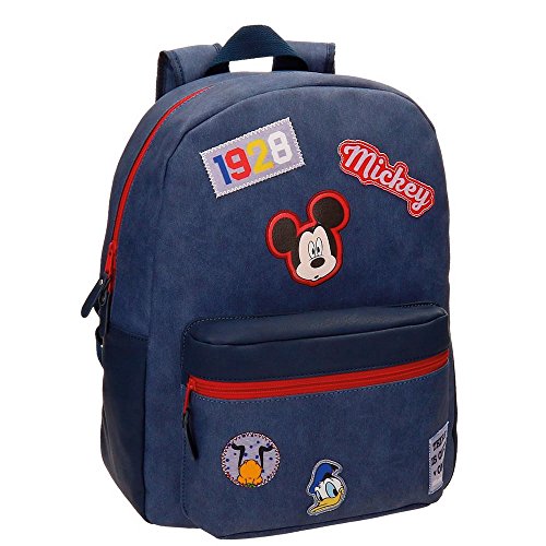 Disney Mickey Parches Mochila Azul 32x42x12 cms Piel Sintética 19.2L