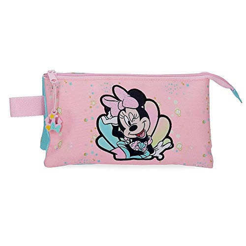 Disney Minnie Mermaid Estuche Triple Rosa 22x12x5 cms Poliéster