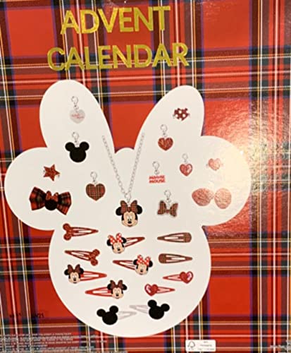 Disney Minnie Mouse Calendario de Adviento para niñas, 24 días de cuenta regresiva con accesorios para el cabello y joyas