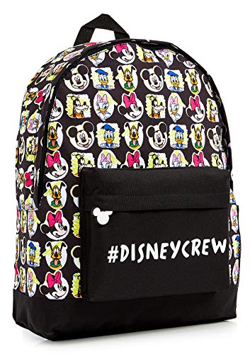 Disney Mochilas Escolares, Material Escolar para Niñas, Mochila Infantil con Mickey Mouse Minnie Mouse Pluto Pato Donald y Daisy, Mochila Negra Gran Capacidad, Regalos para Niños