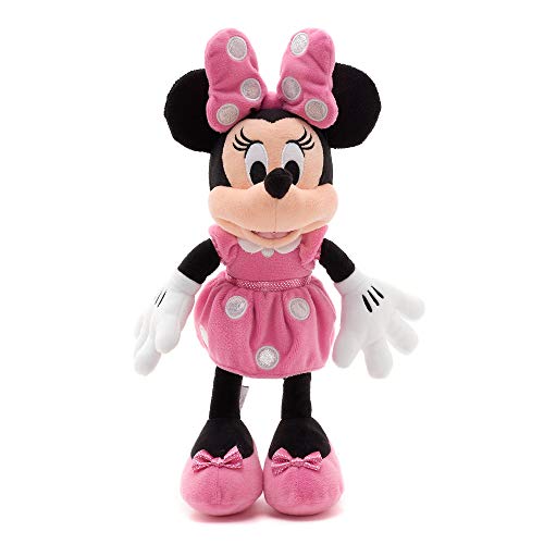 Disney Store Minnie Mouse - Juguete de peluche (33 cm, 12 unidades), diseño de Minnie Mouse con lazo y vestido de lunares rosados con bordado, apto para todas las edades