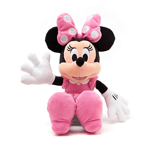 Disney Store Minnie Mouse - Juguete de peluche (33 cm, 12 unidades), diseño de Minnie Mouse con lazo y vestido de lunares rosados con bordado, apto para todas las edades