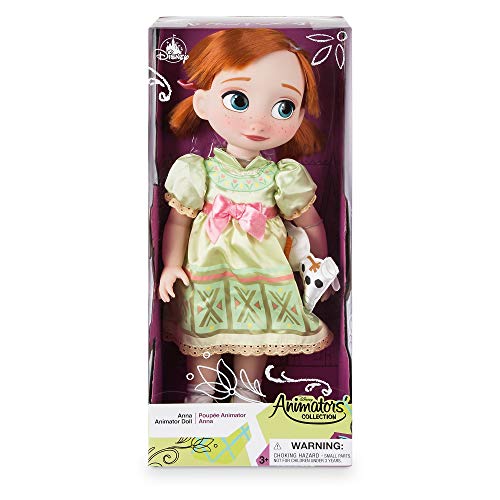 Disney Store: muñeca de Princesa niña Coleccionable de Anna (colección Animators), Frozen, 39 cm, Pelo enraizado, Traje y Zapatos realistas, Juguete de Olaf en Raso Acolchado, para Mayores de 3 años