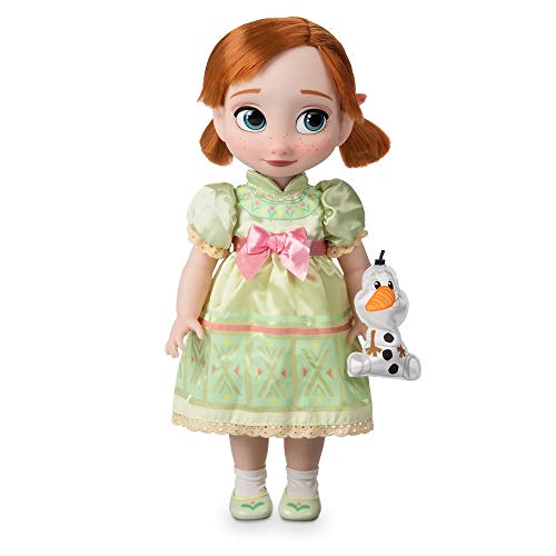 Disney Store: muñeca de Princesa niña Coleccionable de Anna (colección Animators), Frozen, 39 cm, Pelo enraizado, Traje y Zapatos realistas, Juguete de Olaf en Raso Acolchado, para Mayores de 3 años