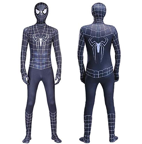 Diudiul Spiderman Traje de Superhéroe Traje de Lujo Traje Cosplay Zentai (Negro-Venom,XL(140-150cm))